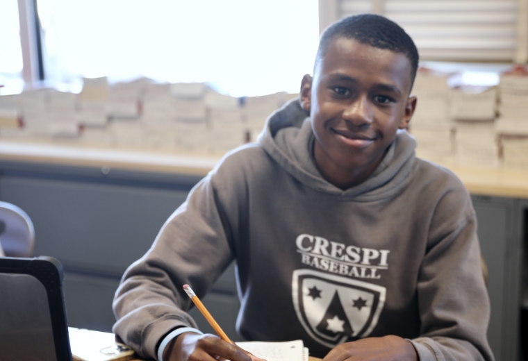 student at desk