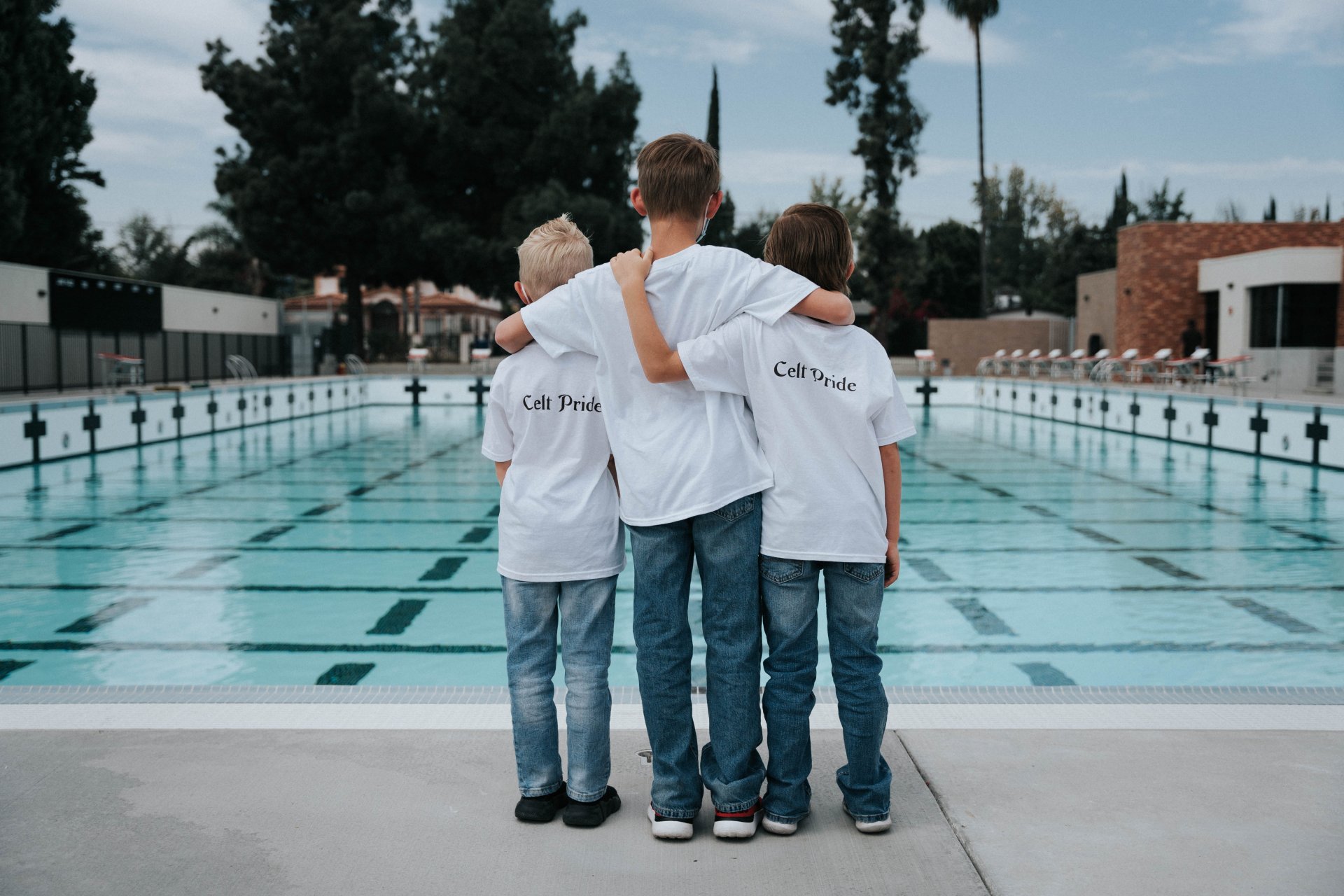 Prospective students looking on aquatics center